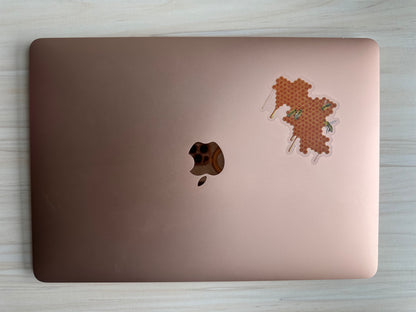 Honeybees Sticker, Honey Dripping from Honeycomb Clear Vinyl Decal, Bee Lover Gift