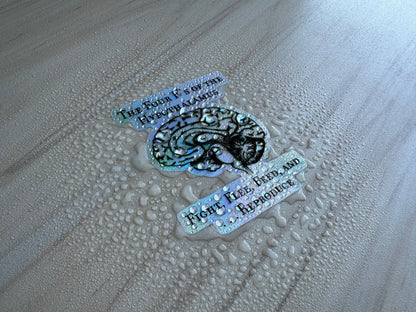 Holographic Brain Science Sticker, Funny Anatomy Sticker, The Four F's of Hypothalamus Educational Design, Neurology, Neuroscience