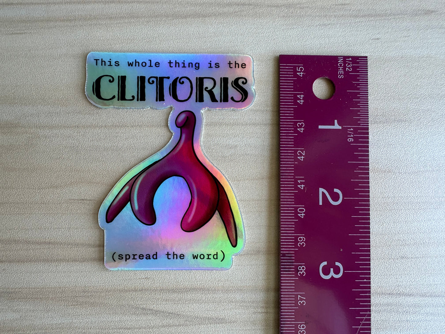 Holographic Clitoris Sticker, Female Reproductive Health Educational Vinyl Decal, Sex Education