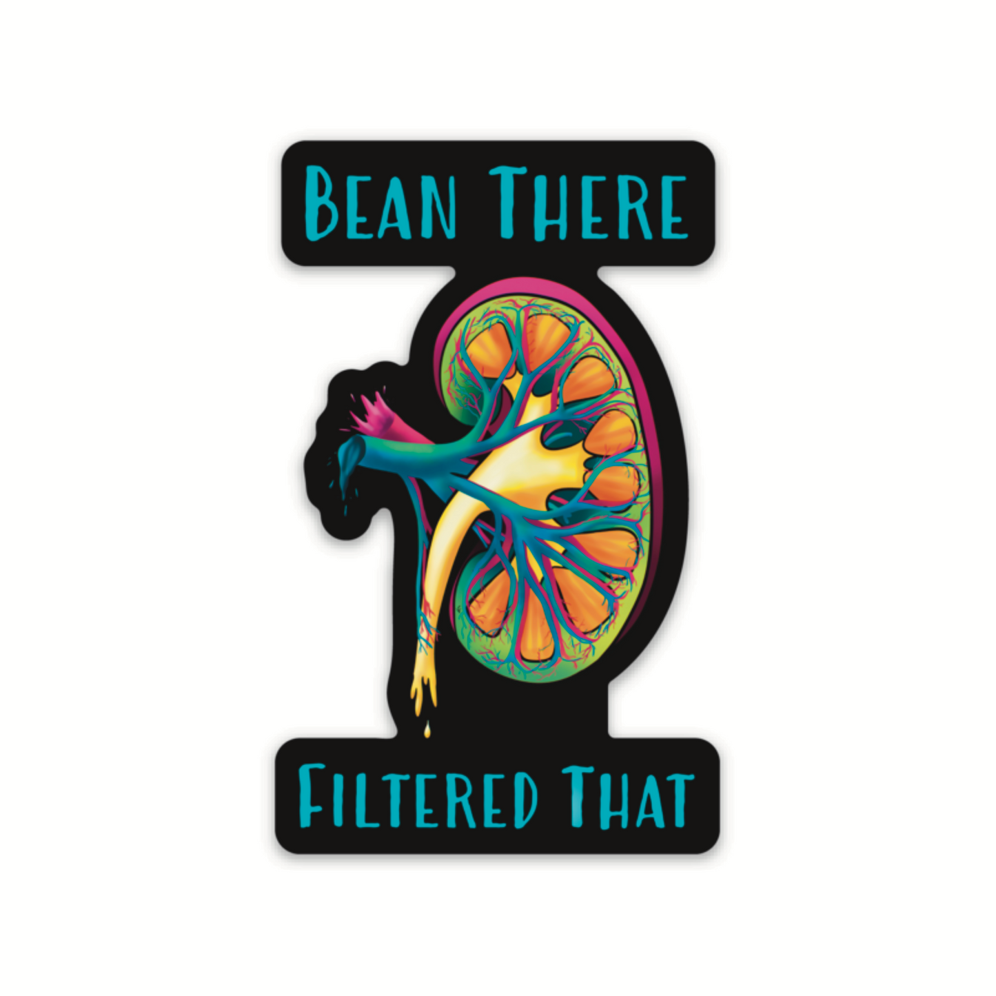 Funny Kidney Sticker, Nephrology Joke, Kidney Transplant Sticker, Vinyl Decal