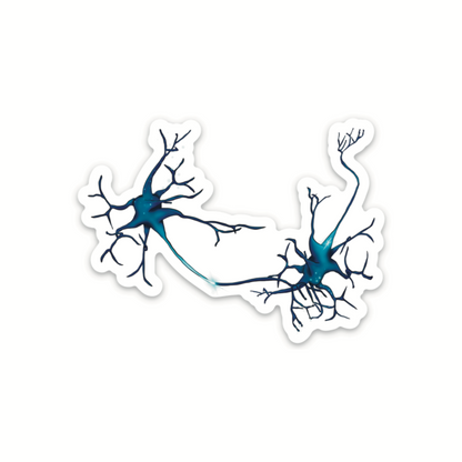 Neuron Vinyl Sticker, Synapse Decorative Sticker, White and Blue Neuroscience Decal