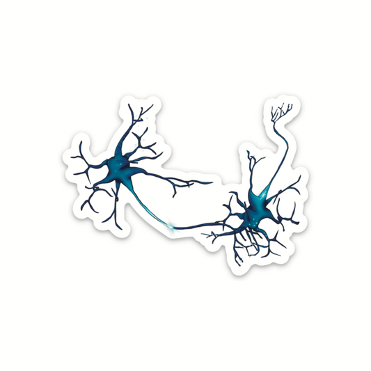 Neuron Vinyl Sticker, Synapse Decorative Sticker, White and Blue Neuroscience Decal