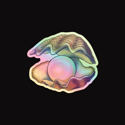 Holographic Pearl in Oyster Vinyl Sticker, Ocean Art Vinyl Decal, Nautical, Marine Biology Sticker