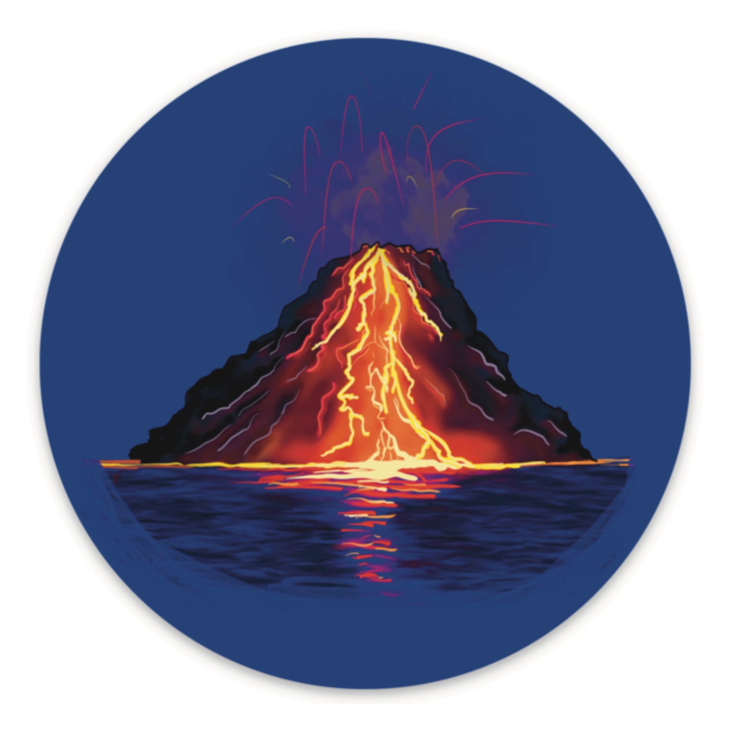 Volcanic Eruption Sticker, Volcano with Flowing Lava, Volcano Vinyl Decal