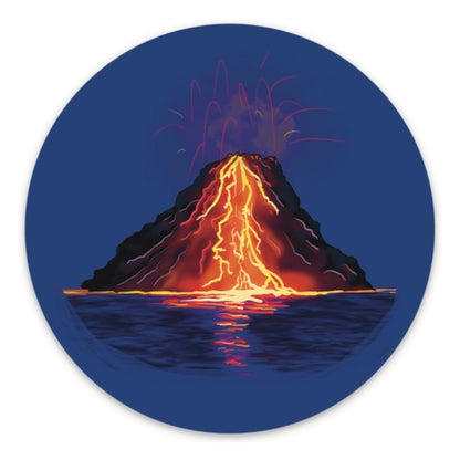 Volcanic Eruption Sticker, Volcano with Flowing Lava, Volcano Vinyl Decal