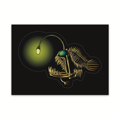 Angler Fish Skeleton Sticker, Ocean Predator Vinyl Decal, Fish Sticker