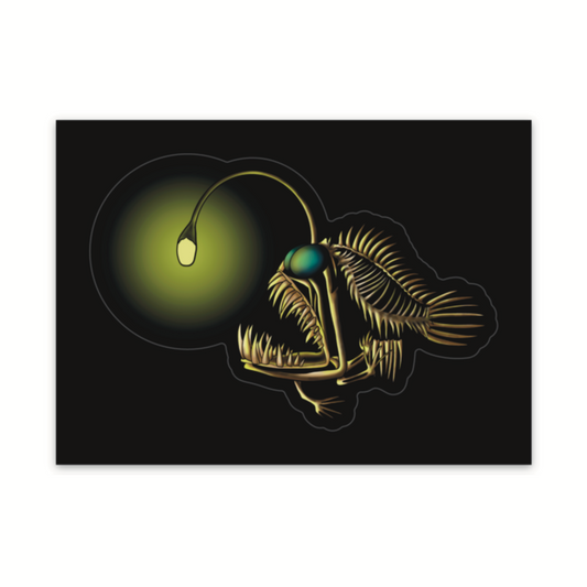 Angler Fish Skeleton Sticker, Ocean Predator Vinyl Decal, Fish Sticker