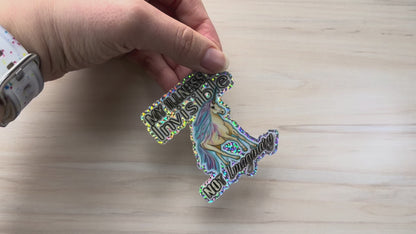 Invisible Illness Unicorn Glitter Sticker, Funny Invisible Disability Vinyl Decal, Pastel Unicorn Glitter Sticker