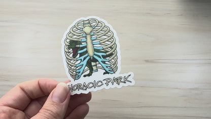Thoracic Park Vinyl Sticker, T-Rex in Ribcage Decal, Dinosaur in Thorax, Chiropractor Sticker, Orthopedic Sticker